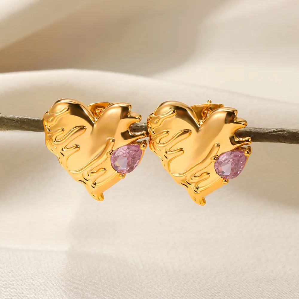 Augusta Melting Heart Earrings / Stainless Steel - Nina Kane Jewellery