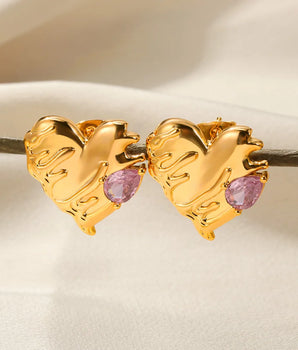 Augusta Melting Heart Earrings / Stainless Steel - Nina Kane Jewellery