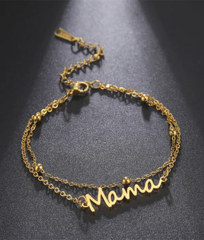 MAMA Double Chain Bracelet / Stainless Steel - Nina Kane Jewellery