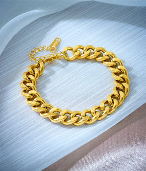 Cantana Cuban Link Bracelet / 18K Gold Plated - Nina Kane Jewellery
