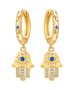 The Hamsa Hand Huggie Earrings - Nina Kane Jewellery