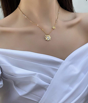 Louise Golden Daisy Necklace / 18K Gold Plated - Nina Kane Jewellery