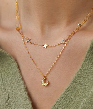 The Golden Moon Necklace / 18K Gold Plated - Nina Kane Jewellery