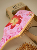 Lily Flower Bamboo Paddle Hair Brush view 4