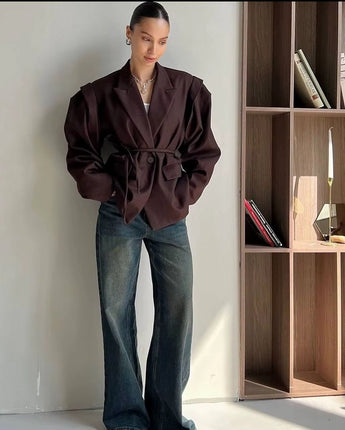 Caroline Oversized Belted Blazer - Nina Kane Jewellery