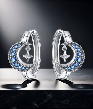 The Moon & Stars Earrings / 925 Sterling Silver