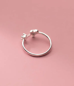 Christina Heart Chain Ring / Stainless Steel - Nina Kane Jewellery