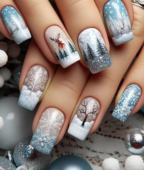 A Winter Story Press on Nails / 24 Pack - Nina Kane Jewellery