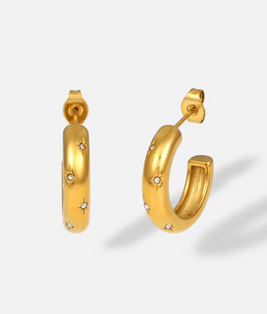 Europa Zircon Diamond Hoops / 18K Gold Plated - Nina Kane Jewellery