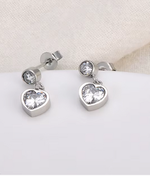 The Florence Drop Heart Studs - Nina Kane Jewellery