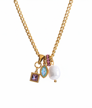 Pearl & Gemstone Charm Necklace