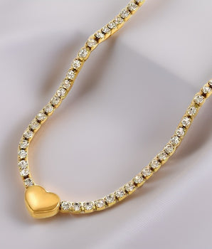 Nessa Heart Tennis Necklace / Stainless Steel - Nina Kane Jewellery