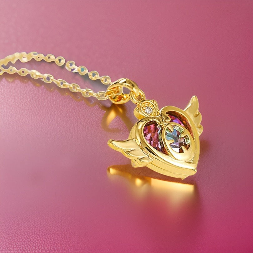 Winged Heart Necklace / 18K Gold Plated - Nina Kane Jewellery