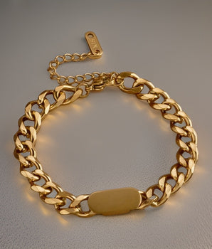 Nivi Chunky Cuban Bracelet / 18K Gold Plated - Nina Kane Jewellery