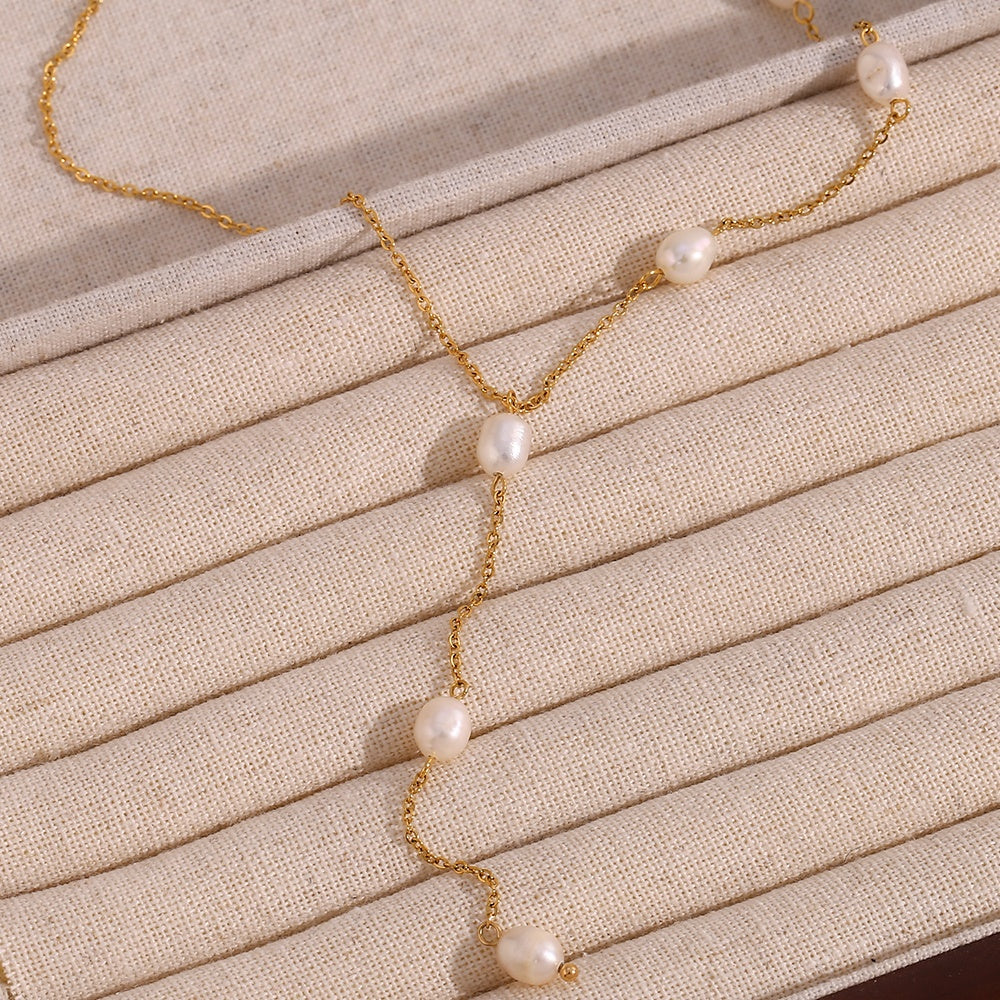 Simone Pearl Tassel Necklace / 18K Gold Plated