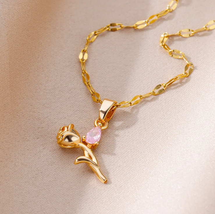 Serena Rose Crystal Necklaces / Stainless Steel - Nina Kane Jewellery