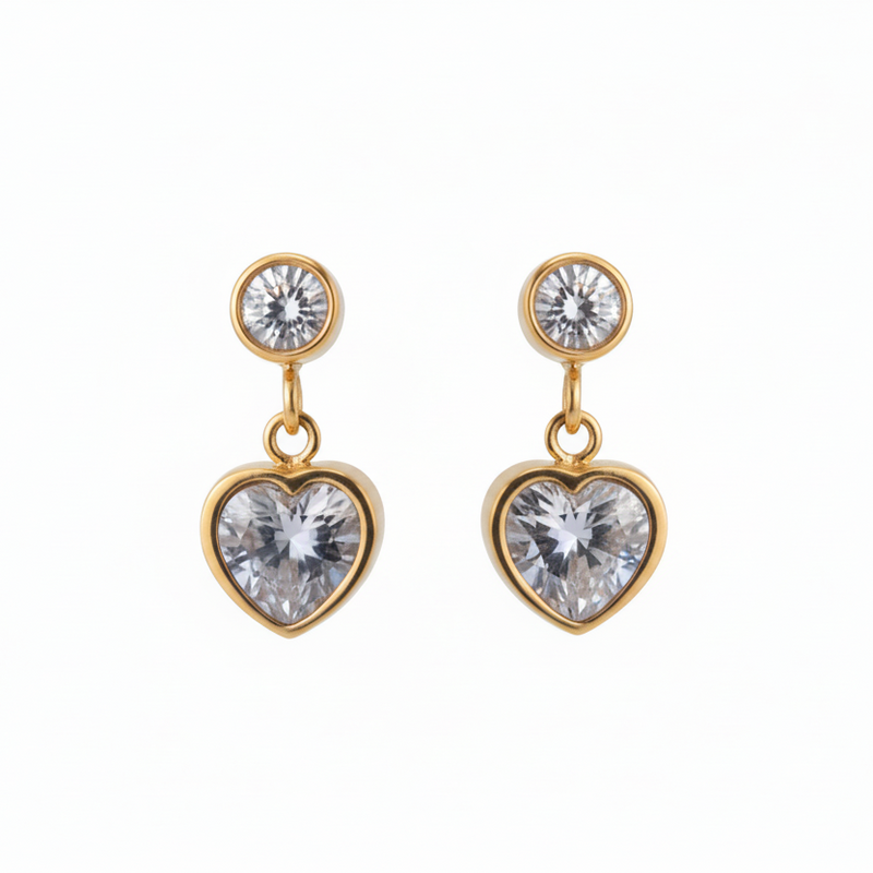 The Florence Drop Heart Studs
