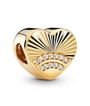 The Gold Diamond Heart Charm / Alloy - Nina Kane Jewellery