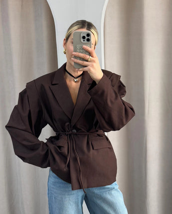 Caroline Oversized Belted Blazer - Nina Kane Jewellery