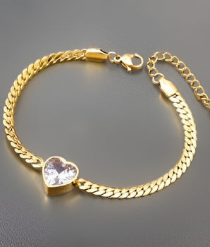 JoJo Chunky Heart Bracelets / 18K Gold Plated - Nina Kane Jewellery