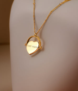 Grace Spinning Heart Necklace / 18K Gold Plated - Nina Kane Jewellery