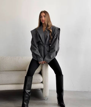 Caroline Oversized Belted Blazer - Nina Kane Jewellery