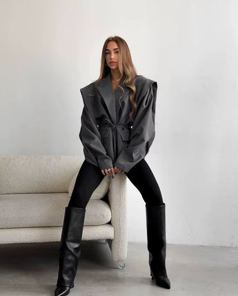 Caroline Oversized Belted Blazer - Nina Kane Jewellery