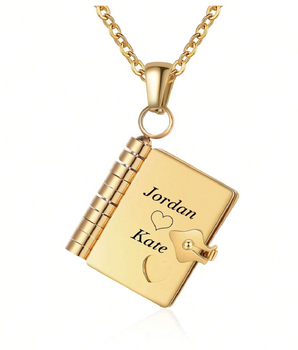 Jennie Personalised Story Book Necklace / 18K Gold Plated - Nina Kane Jewellery