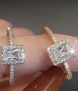 Miranda Square Diamond Rings / Stainless Steel - Nina Kane Jewellery