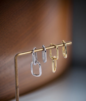 Thea Geometric Double Hoop Earrings / 925 Sterling Silver - Nina Kane Jewellery