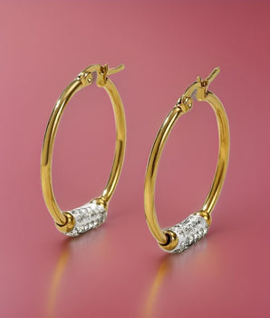 Madison Crystal Zircon Hoops / Stainless Steel - Nina Kane Jewellery