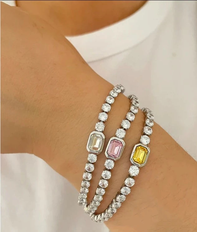 Charlotte Zircon Diamond Bracelets / Stainless Steel - Nina Kane Jewellery