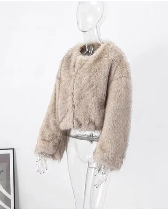 The Lila Fluffy Faux Fur Coat - Nina Kane Jewellery