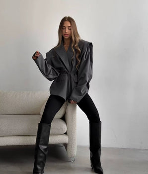 Caroline Oversized Belted Blazer - Nina Kane Jewellery