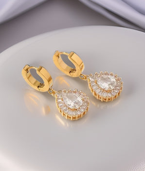 Molly Water Drop Huggie Earrings / 18K Gold Plated - Nina Kane Jewellery