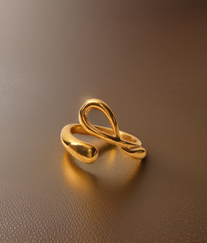 Lulu Statement Tie Ring / 18K Gold Plated - Nina Kane Jewellery