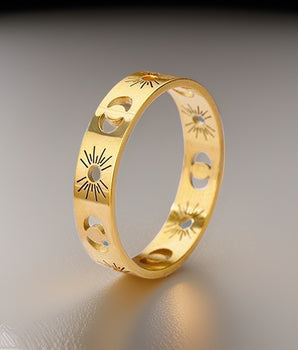 Sun & Moon Gold Band Rings / Stainless Steel - Nina Kane Jewellery