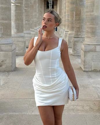 The Gia Ruched Mini Dress - Nina Kane Jewellery