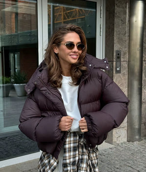 Leila Brown Puffer Jacket - Nina Kane Jewellery