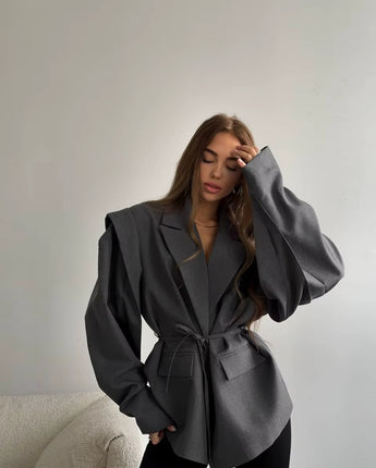 Caroline Oversized Belted Blazer - Nina Kane Jewellery