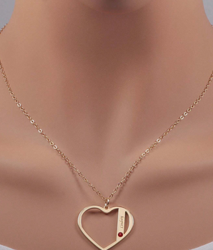 Loveheart Customised Name & Birthstone Necklace / 18K Gold Plated