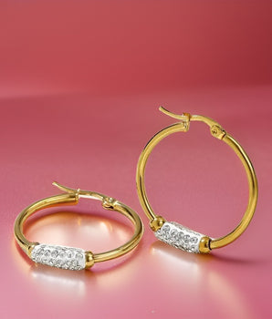 Madison Crystal Zircon Hoops / Stainless Steel - Nina Kane Jewellery