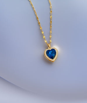 Yasmin Blue Heart Pendant / Stainless steel - Nina Kane Jewellery