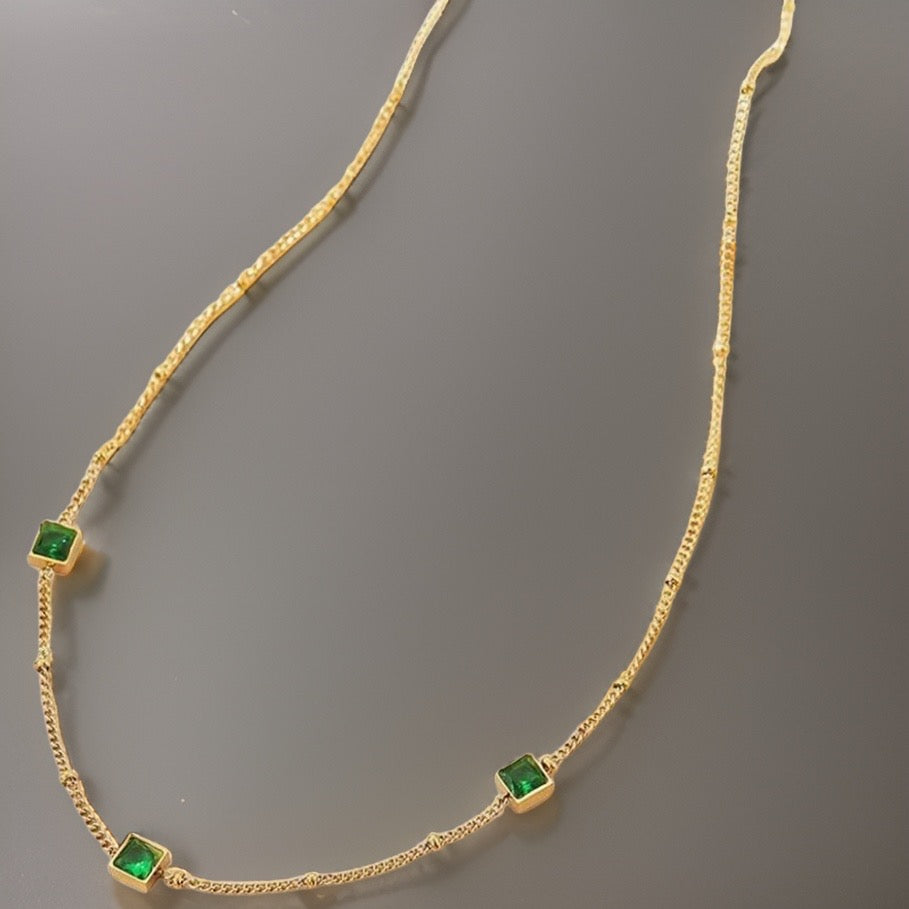 Vikki Square Zircon Necklaces / Stainless Steel - Nina Kane Jewellery