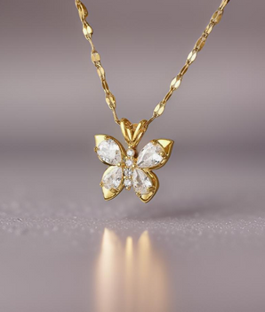 Lila Crystal Butterfly Necklaces / 18K Gold Plated - Nina Kane Jewellery