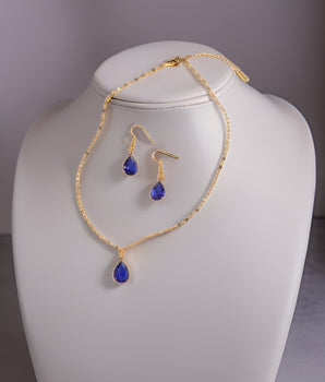 Beverly Blue Waterdrop Set / Stainless steel - Nina Kane Jewellery