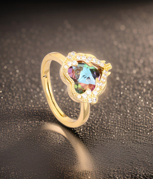 Trinity Ocean Heart Ring / Stainless steel - Nina Kane Jewellery