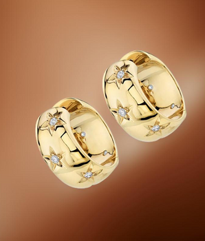 Beatrix Zircon Star Hoops / 18K Gold Plated - Nina Kane Jewellery