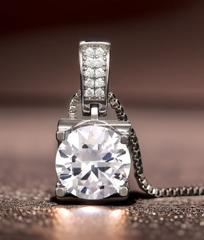 Rosalie Square Diamond Necklace / 925 Silver Plated - Nina Kane Jewellery