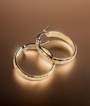 Tiegan Hammered Gold Hoops / Stainless Steel - Nina Kane Jewellery